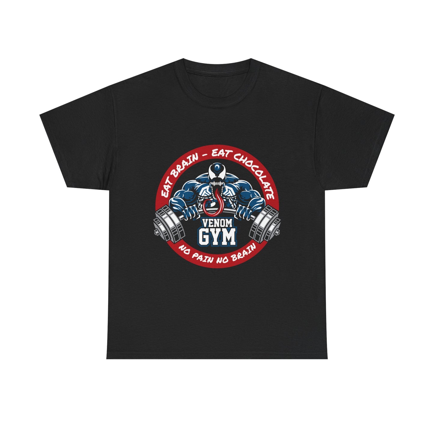 Funny Gym Tee - Eat Brain Eat Chocolate Design for Fitness Enthusiasts Black