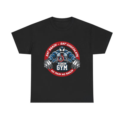 Funny Gym Tee - Eat Brain Eat Chocolate Design for Fitness Enthusiasts Black
