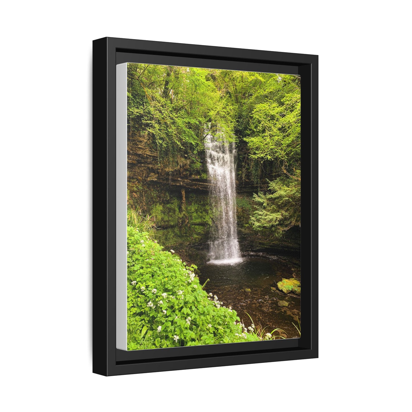 Glacer Waterfall Matte Canvas, Framed (Multi-color)