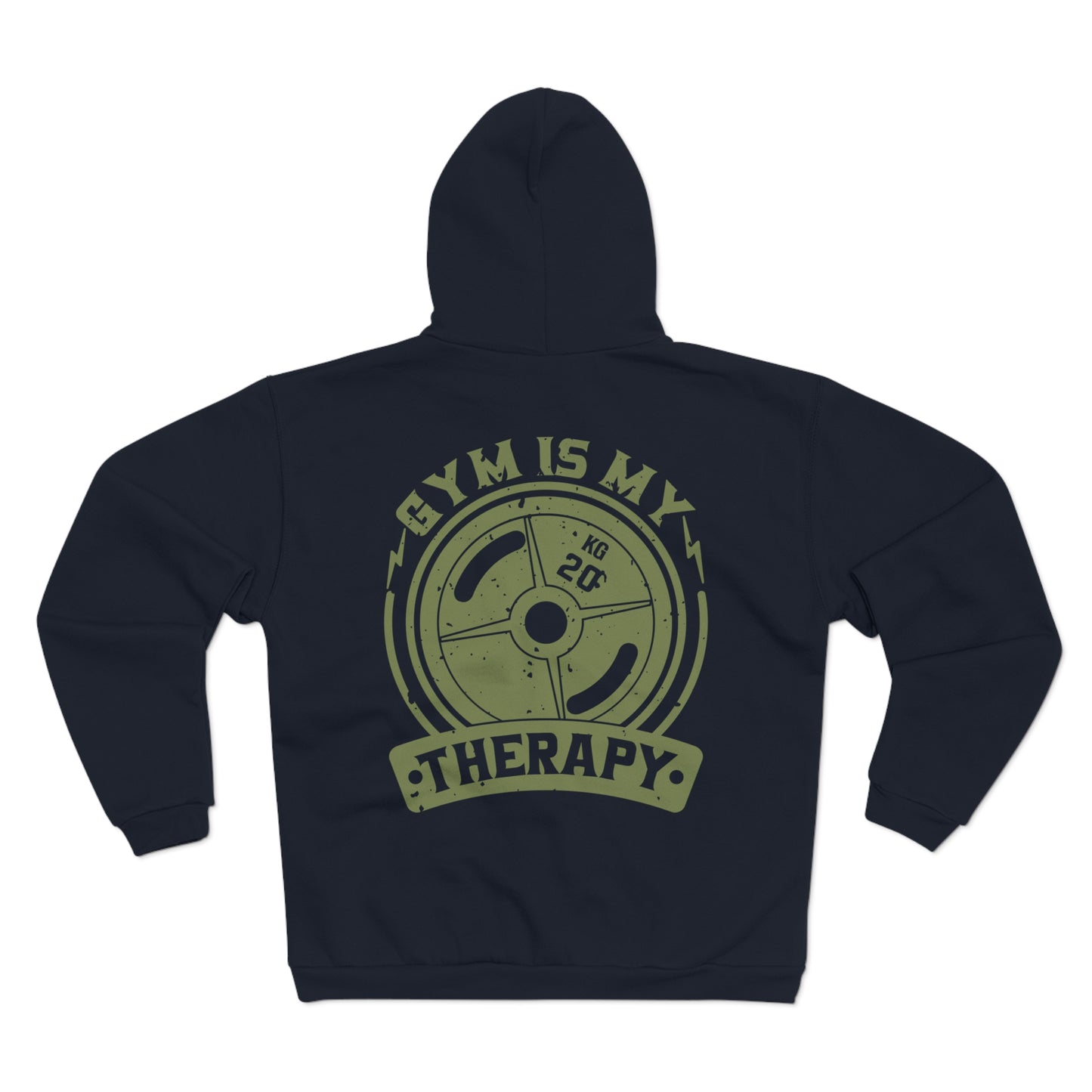 Gym Is My Therapy Unisex Hooded Zip Sweatshirt - Fitness Motivational Apparel