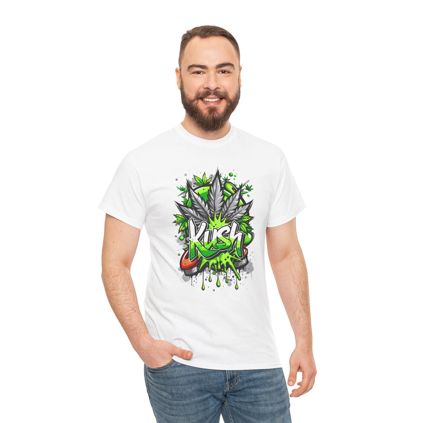 Kush Graffiti T-Shirt — Green Cannabis Leaf Street Art Tee