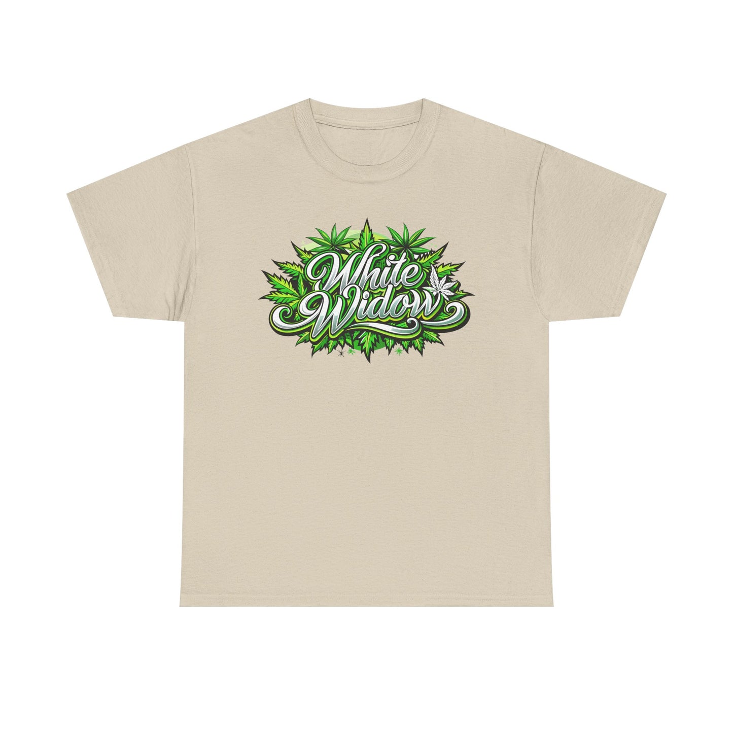 White Widow Graphic Tee — Cannabis Leaf Logo T-Shirt