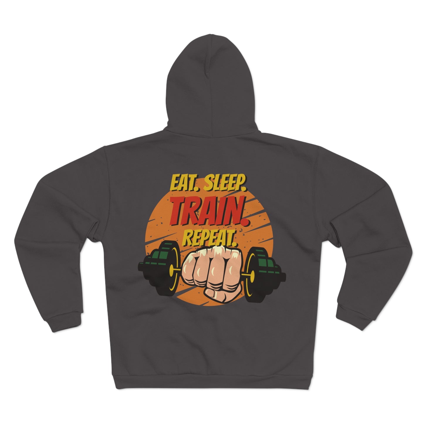 Unisex Hooded Zip Sweatshirt - Eat, Sleep, Train, Repeat