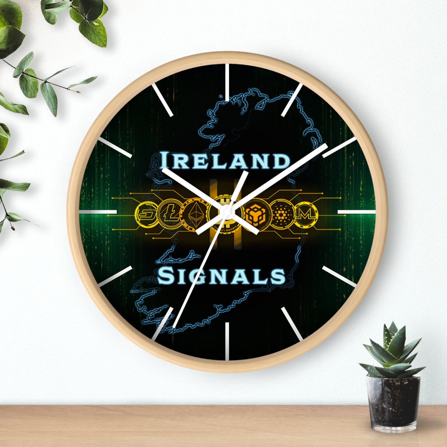 Ireland Signals Wall Clock — Celtic Tech Map Decorative Clock