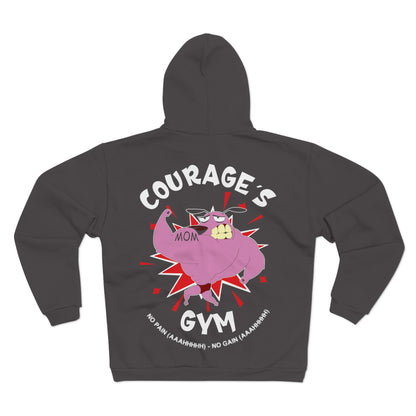 Courage's Gym Unisex Hooded Zip Sweatshirt - Fun Mom Graphic Hoodie