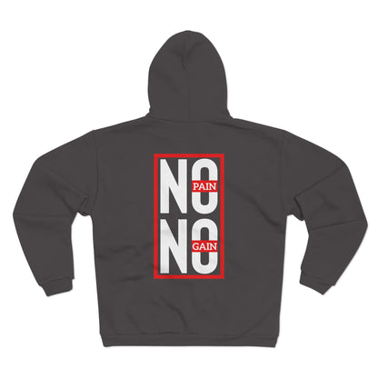 No Pain No Gain Unisex Hooded Zip Sweatshirt - Motivational Fitness Apparel