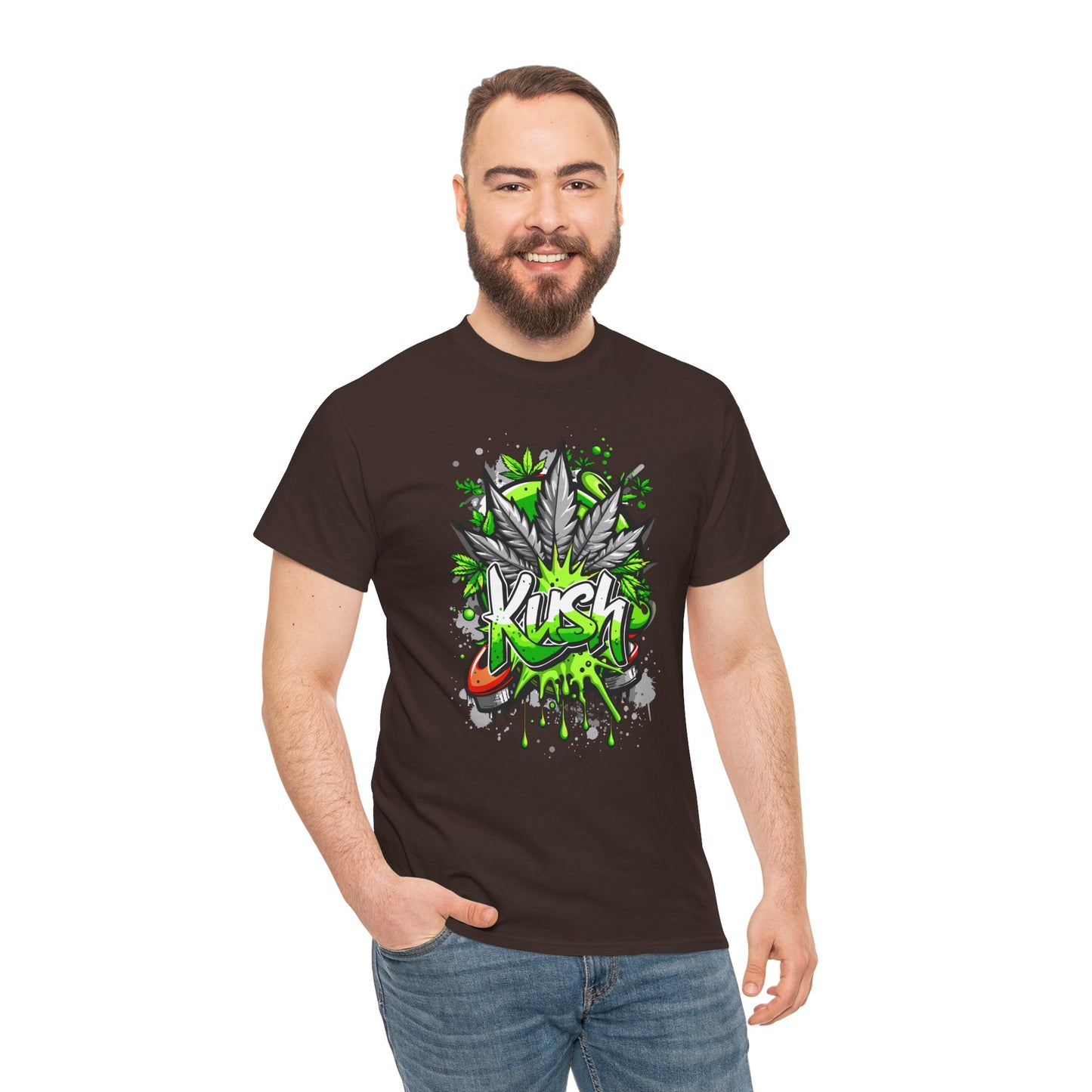 Kush Graffiti T-Shirt — Green Cannabis Leaf Street Art Tee