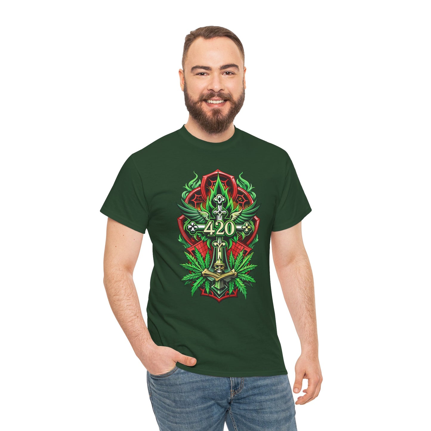 420 Cannabis Shield T-Shirt – Marijuana Leaf Stoner Graphic Tee