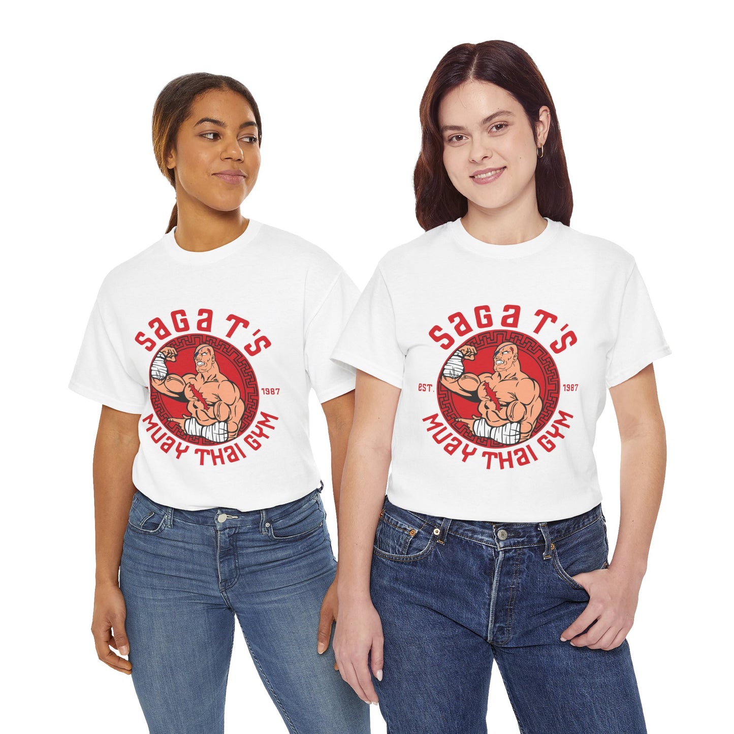 Sagat's Muay Thai Gym Unisex Heavy Cotton Tee - Established 1987 White