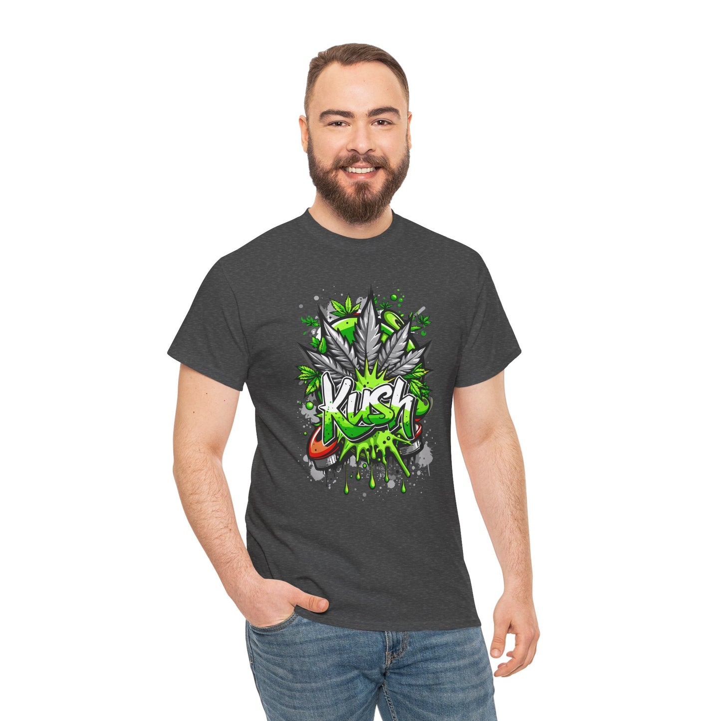 Kush Graffiti T-Shirt — Green Cannabis Leaf Street Art Tee