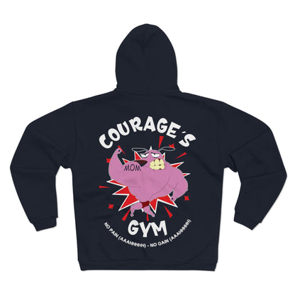 Courage's Gym Unisex Hooded Zip Sweatshirt - Fun Mom Graphic Hoodie