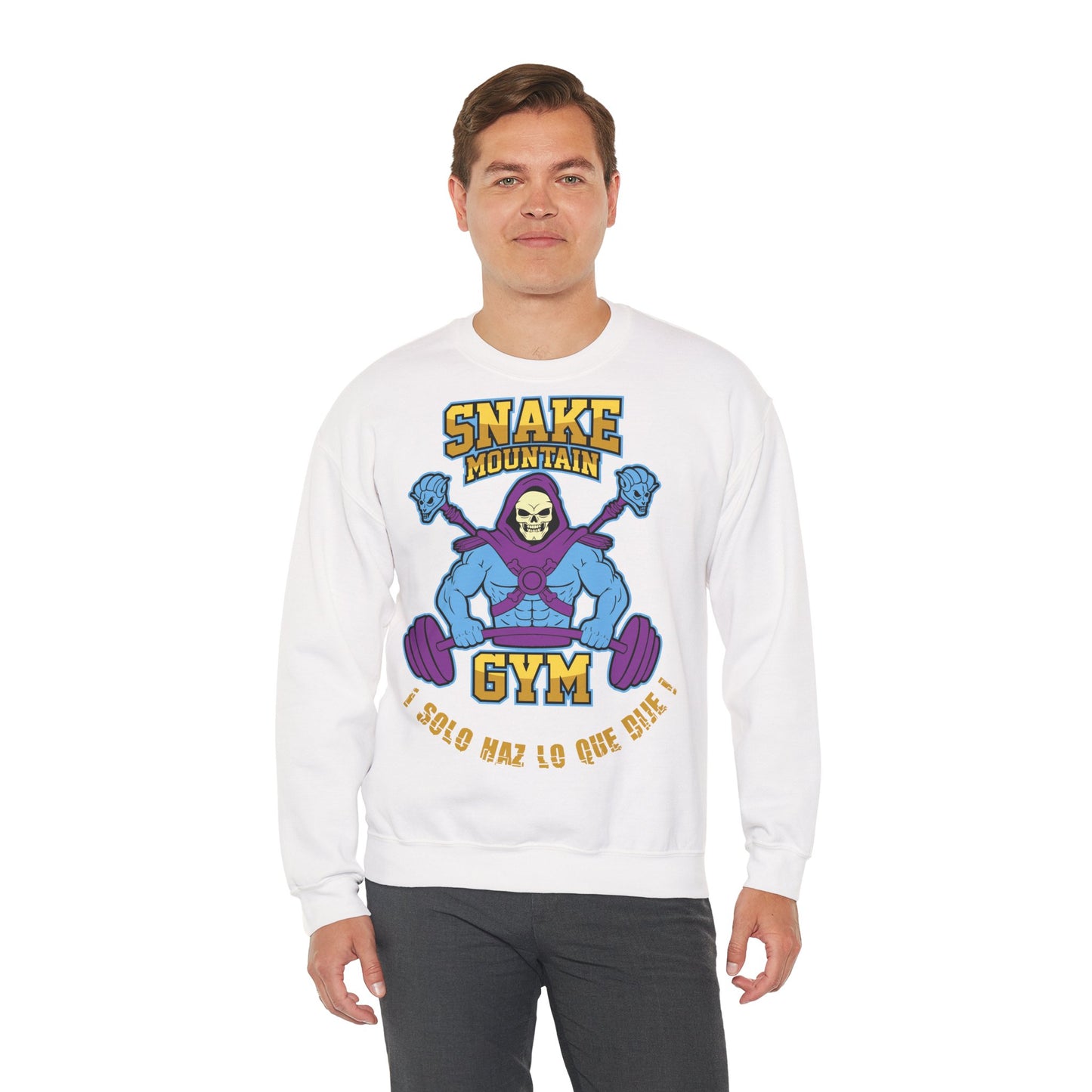 Unisex Heavy Blend Crewneck Sweatshirt - Snake Mountain Gym Design White