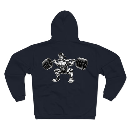 Fitness Buff Unisex Hooded Zip Sweatshirt - Weightlifting Graphic
