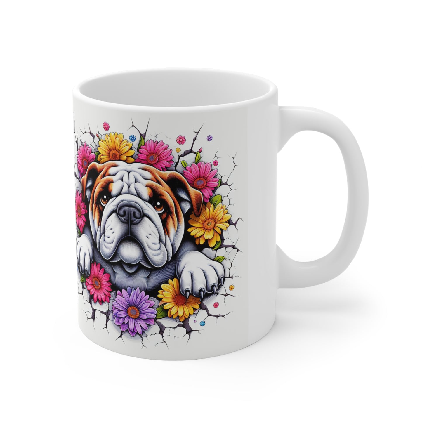 Bulldog Floral Ceramic Coffee Mug - 11oz/15oz