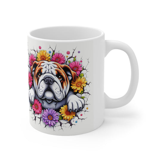 Bulldog Floral Ceramic Coffee Mug - 11oz/15oz