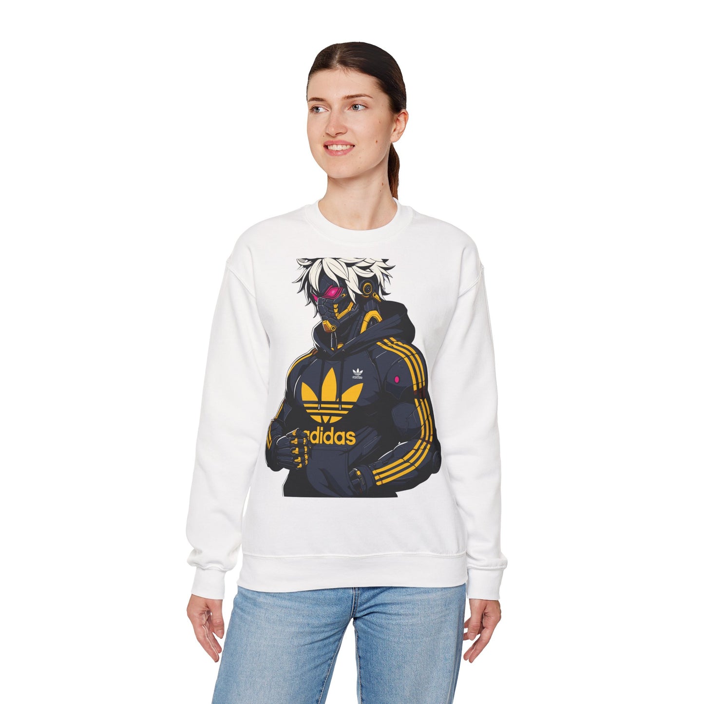 Cyberpunk Style Unisex Crewneck Sweatshirt with Graphic Design