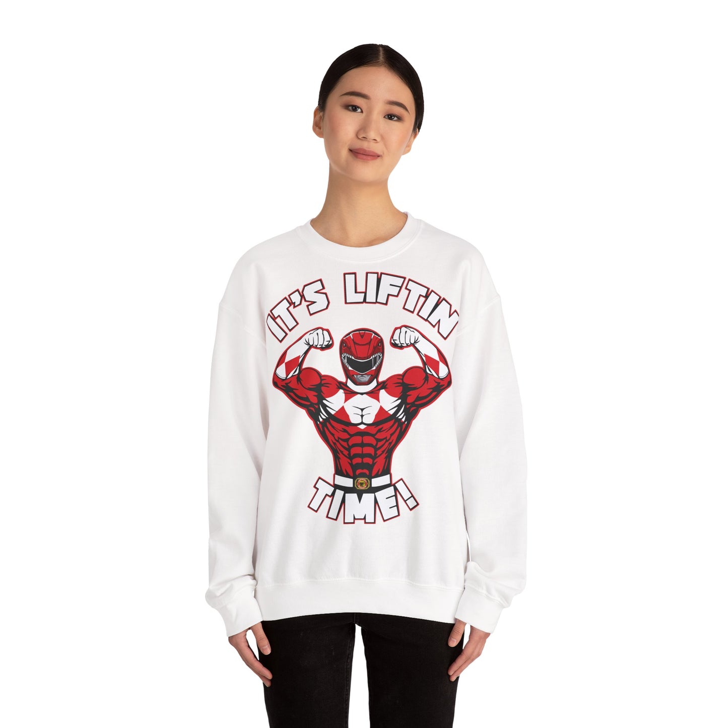 Power Lifters Crewneck Sweatshirt - It's Liftin Time! White