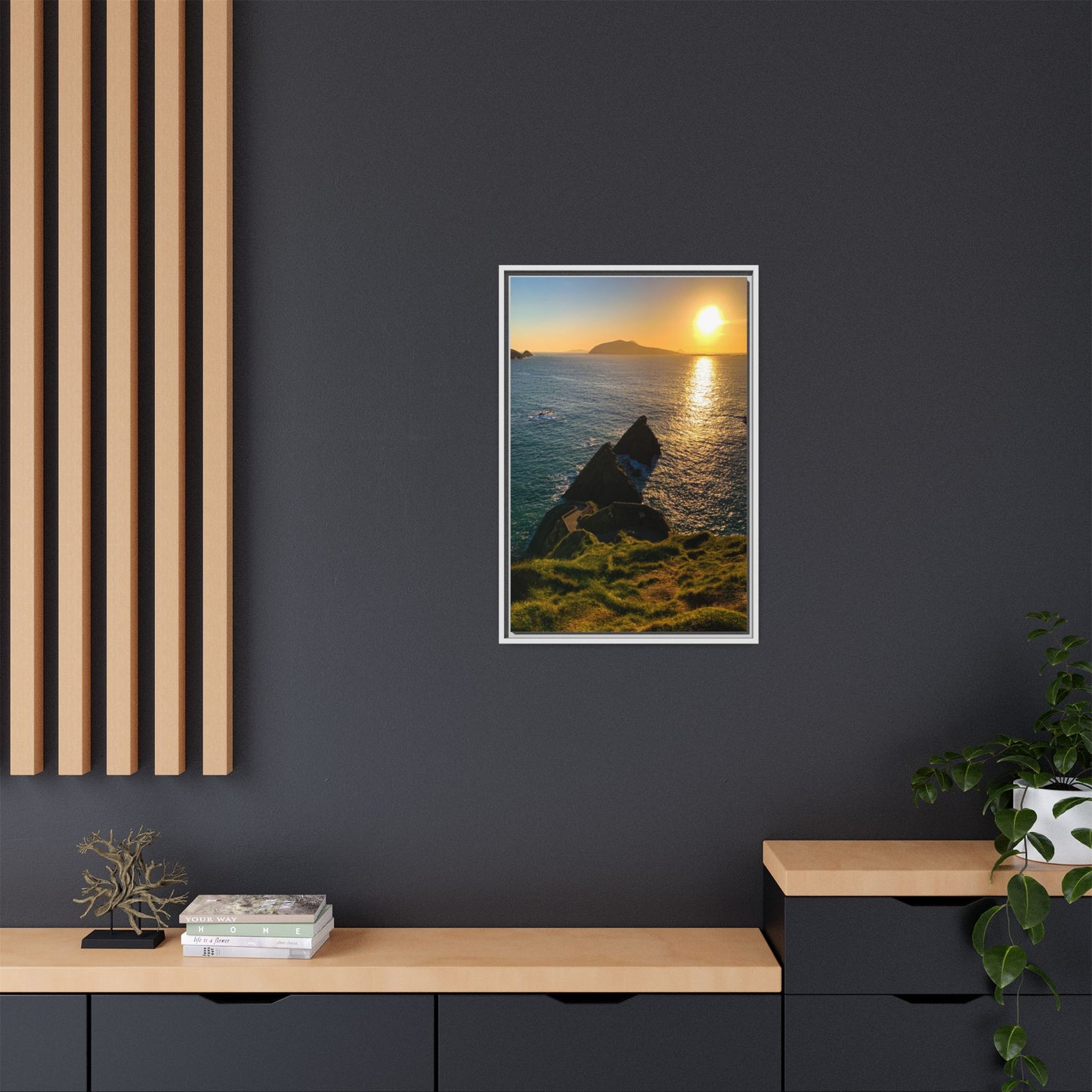 Dunquin Pier Sunset 2 Matte Canvas, Framed (Multi-color)