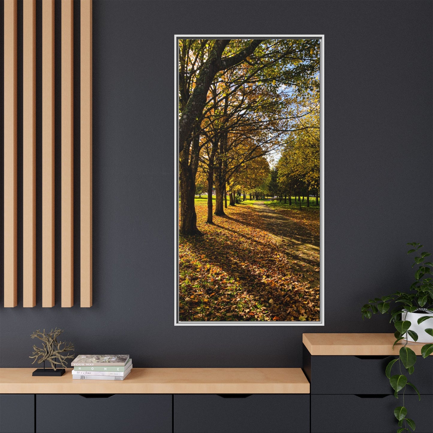 Listowel town Park Autumn Matte Canvas, Framed (Multi-color)
