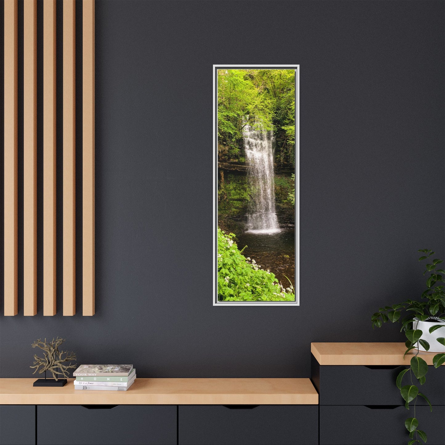 Glacer Waterfall Matte Canvas, Framed (Multi-color)