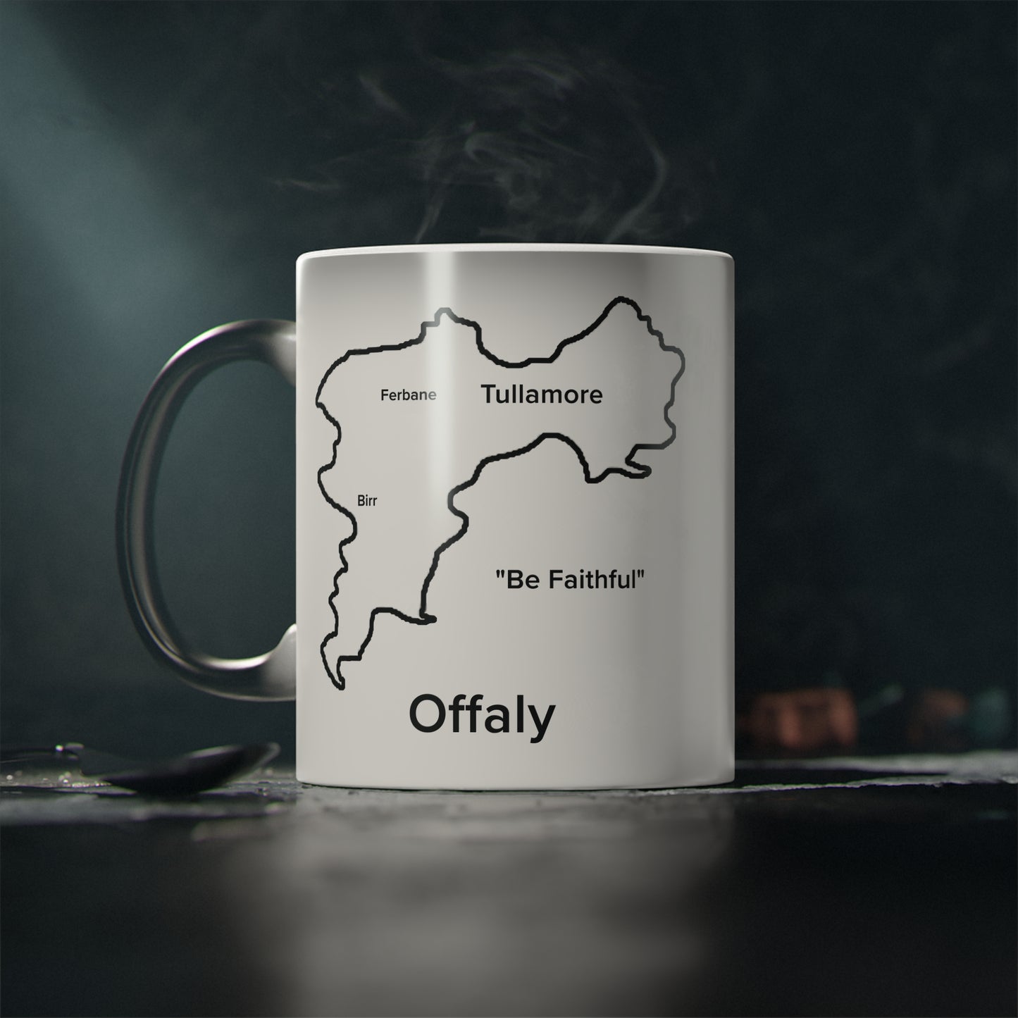 Offaly Magic Mug: Color - Changing Coffee Cup with Artistic Map Design