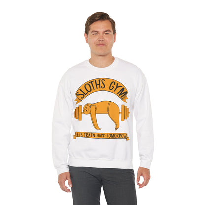 Sloth's Gym Unisex Crewneck Sweatshirt - Let's Train Hard Tomorrow White