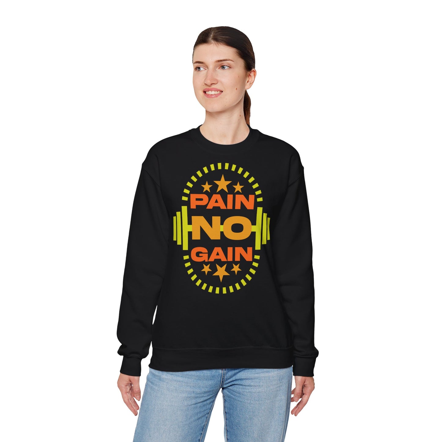Motivational Gym Sweatshirt - 'Pain No Gain' Unisex Heavy Blend Crewneck