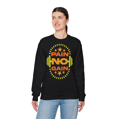 Motivational Gym Sweatshirt - 'Pain No Gain' Unisex Heavy Blend Crewneck
