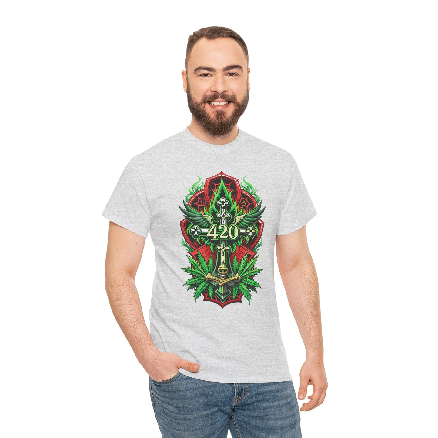 420 Cannabis Shield T-Shirt – Marijuana Leaf Stoner Graphic Tee