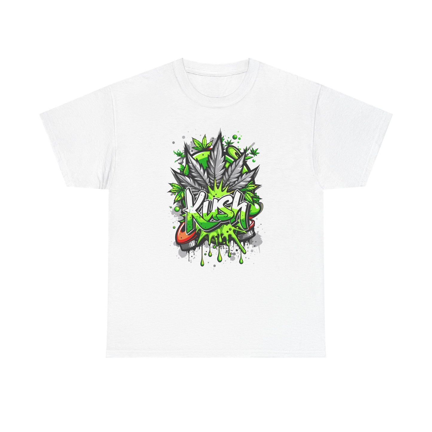 Kush Graffiti T-Shirt — Green Cannabis Leaf Street Art Tee