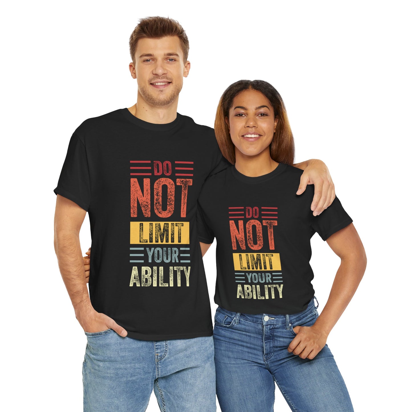 Motivational Unisex Heavy Cotton Tee - 'Do Not Limit Your Ability'