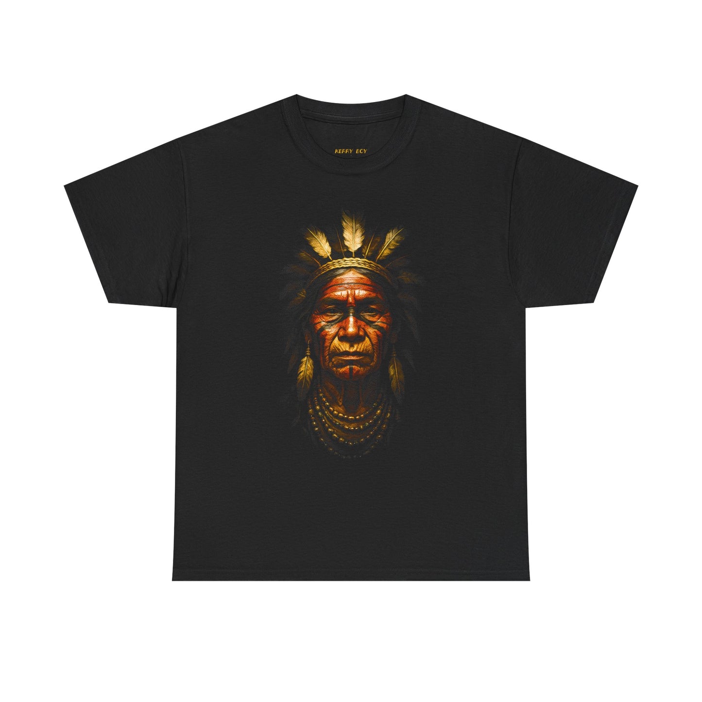 Native Chief Portrait Tee — Vintage Indigenous Headdress Graphic T-Shirt