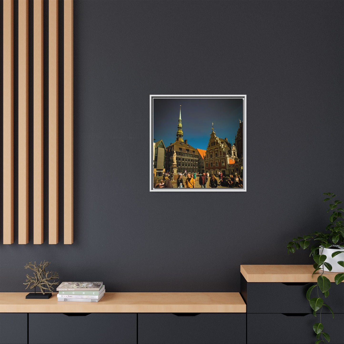 Riga Old Town Matte Canvas, Framed (Multi-color)