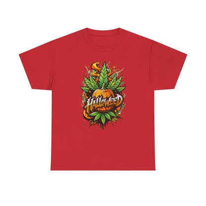 Halloween Pumpkin Graphic Tee — 'Halloween' Pumpkin & Leaves Illustration
