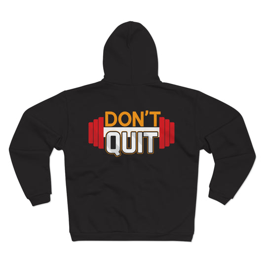 Motivational Unisex Zip Sweatshirt – "DON'T QUIT" Fitness Hoodie