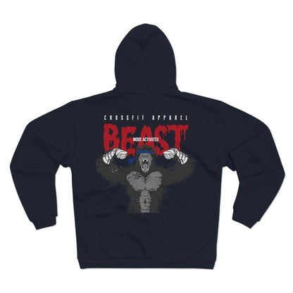 Beast Mode Activated Unisex Hooded Zip Sweatshirt - Perfect for Crossfit Enthusiasts