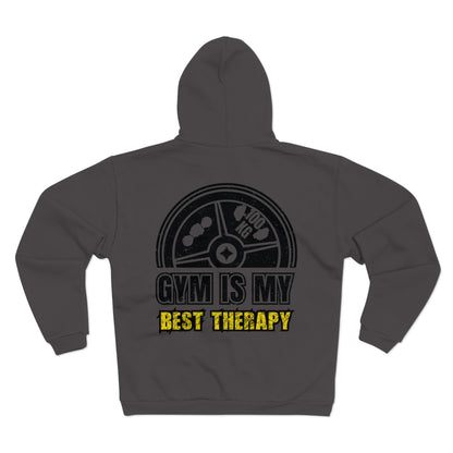Gym Is My Best Therapy Unisex Hooded Zip Sweatshirt - Perfect for Fitness Enthusiasts