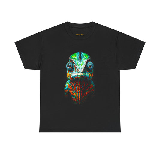 Chameleon Portrait T‑Shirt – Vibrant Colorful Lizard Graphic Tee