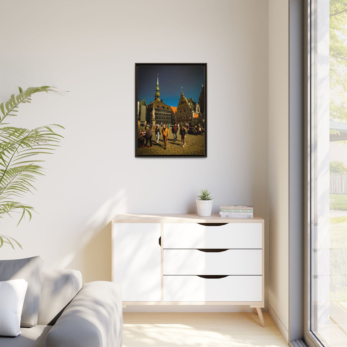Riga Old Town Matte Canvas, Framed (Multi-color)