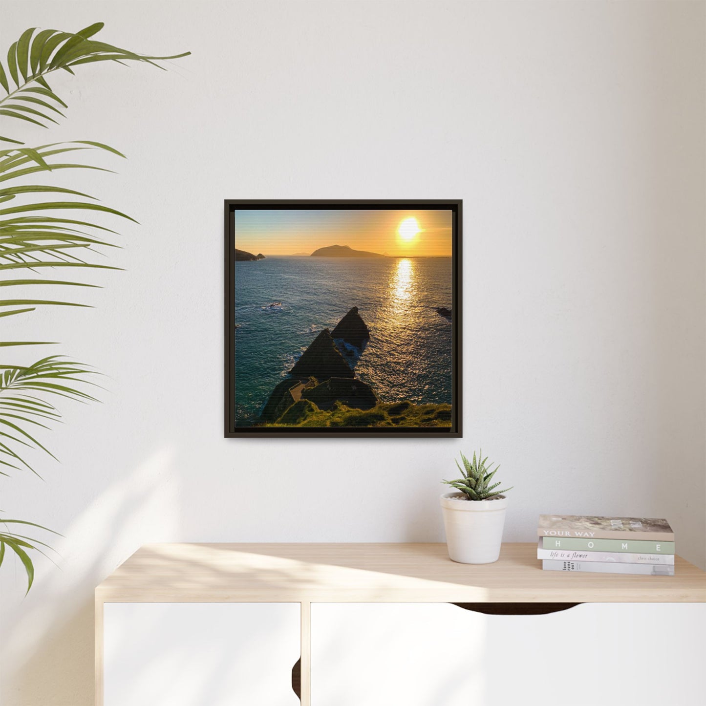 Dunquin Pier Sunset 2 Matte Canvas, Framed (Multi-color)