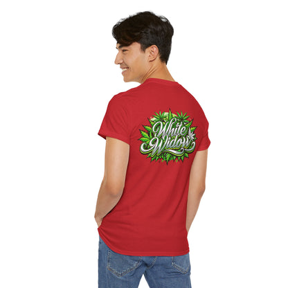 White Widow Graphic Tee — Cannabis Leaf Logo T-Shirt