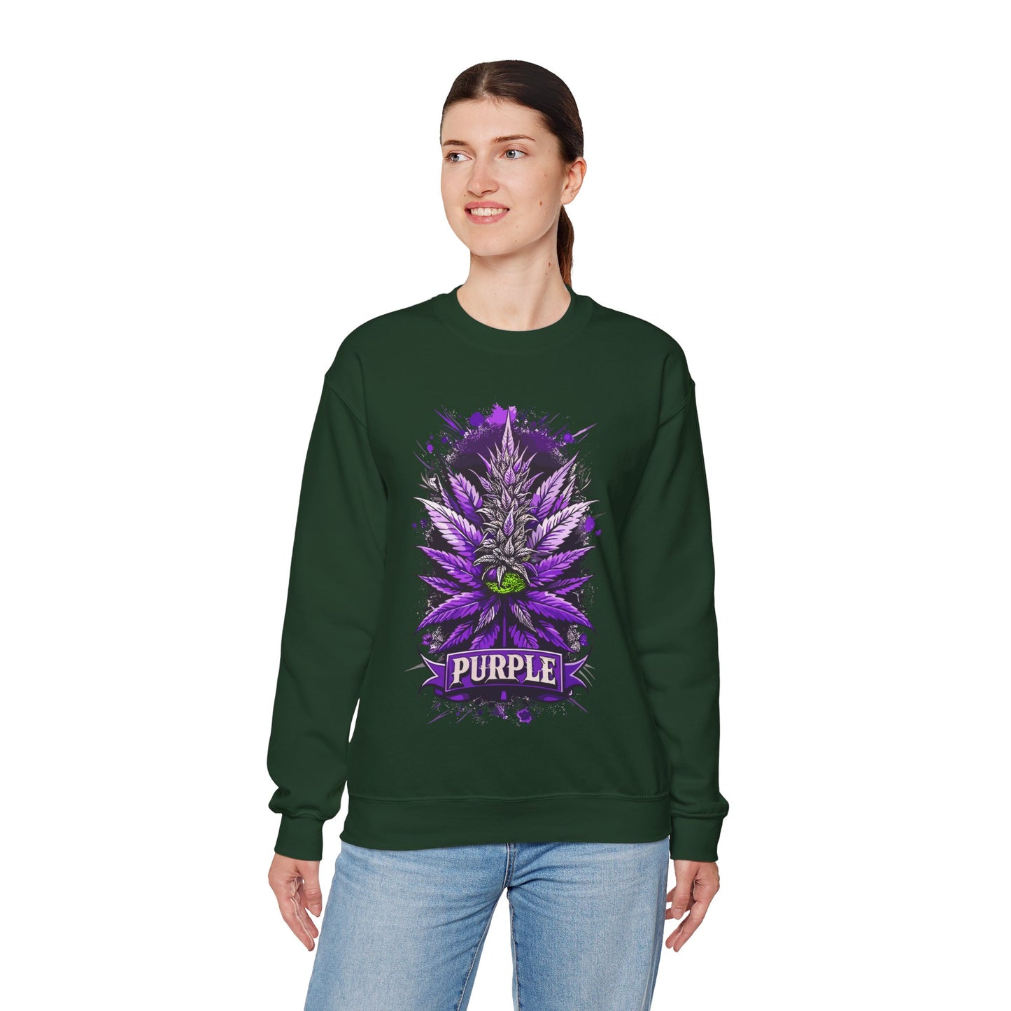 Purple Cannabis Bud Sweatshirt — Bold Psychedelic Marijuana Graphic
