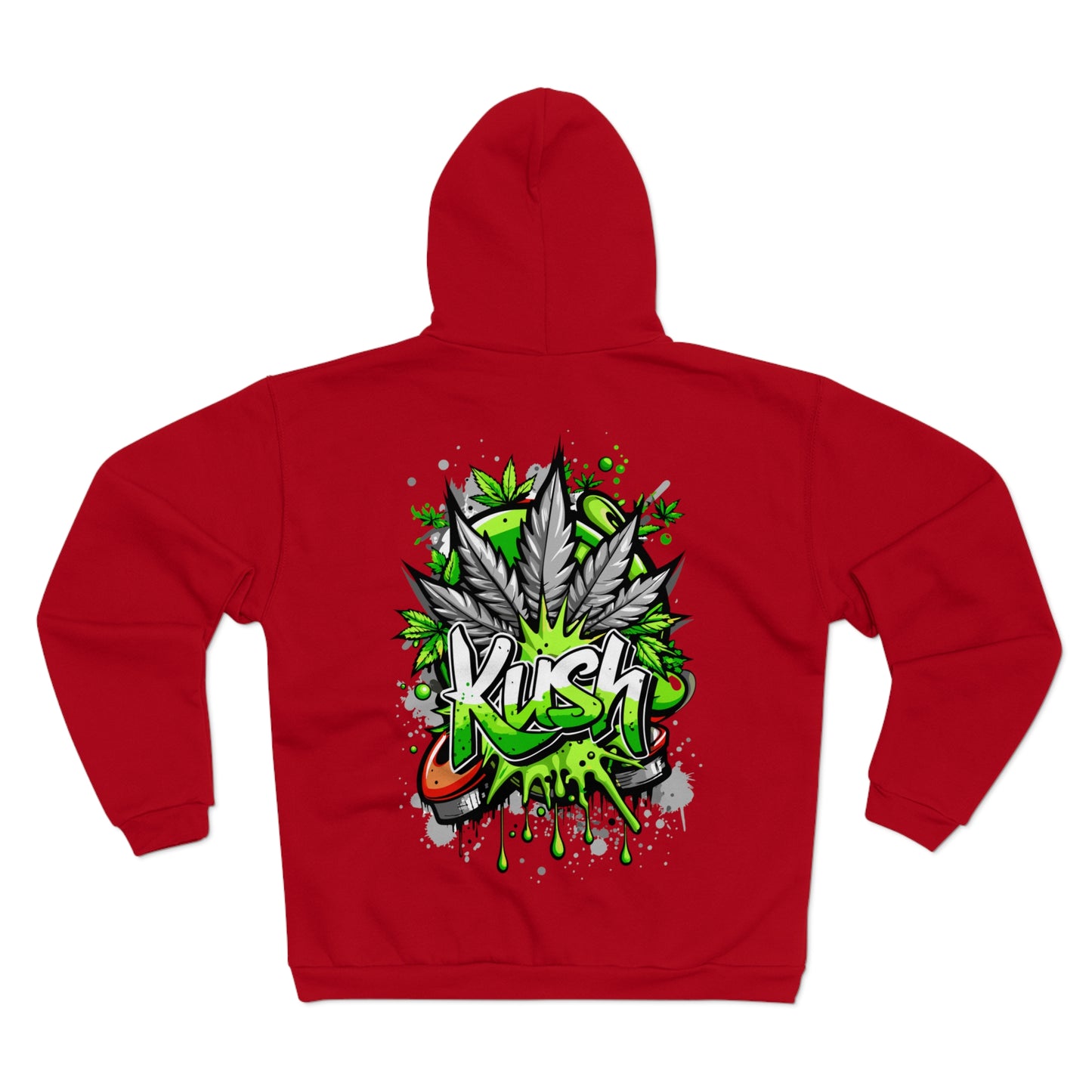 Kush Graffiti Zip Hoodie — Green Cannabis Leaf Street Art Hoodie