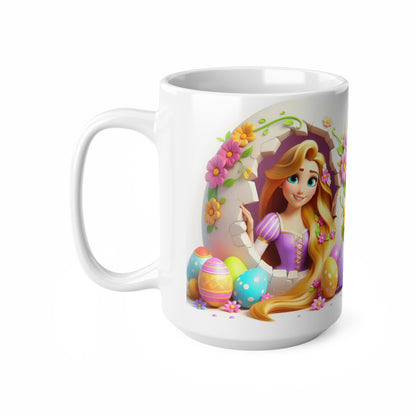 Whimsical Easter Ceramic Coffee Cup - 11oz & 15oz with Floral Rapunzel Design