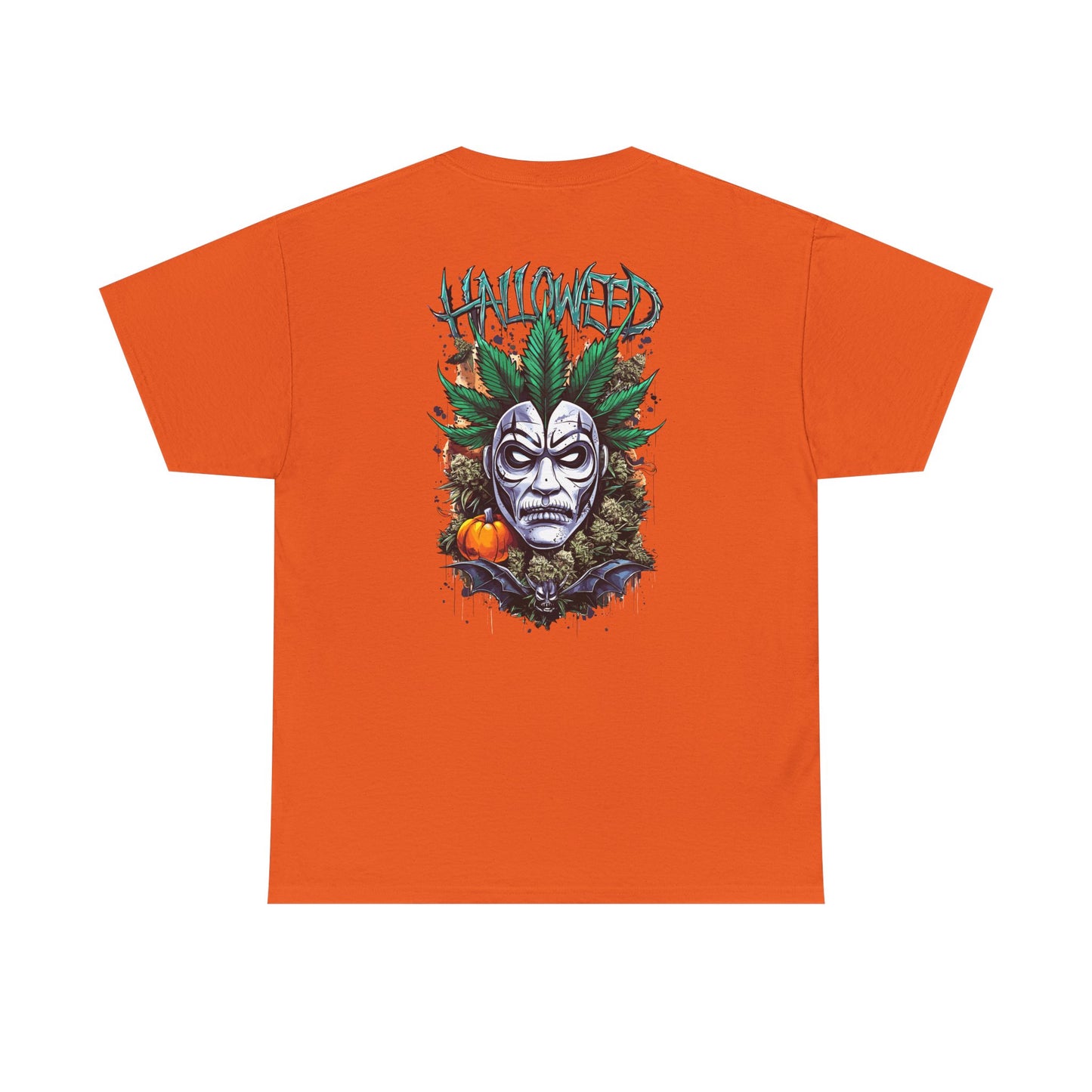 Hallowed Harvest Tee — Halloween Mask & Pumpkin Graphic T-Shirt