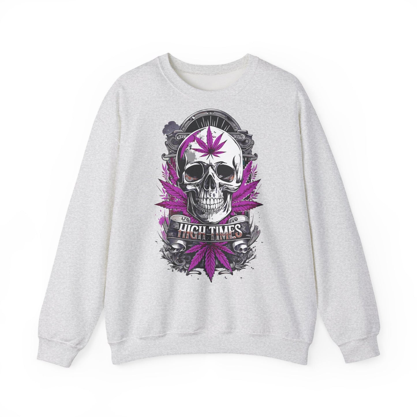 Skull & Purple Cannabis Leaf- "High Times" Graphic Sweatshirt