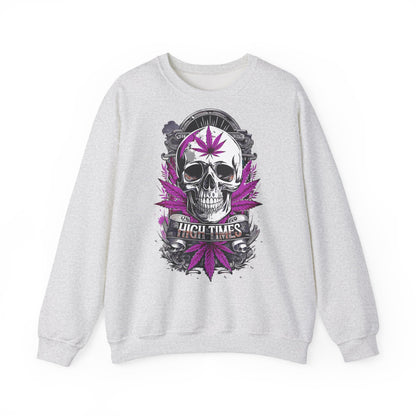 Skull & Purple Cannabis Leaf- "High Times" Graphic Sweatshirt