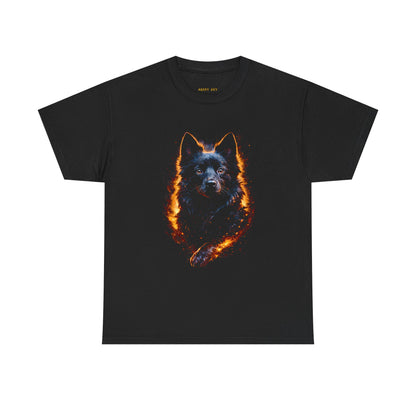 Flame Wolf Tee — Fiery Black Shepherd Graphic T‑Shirt