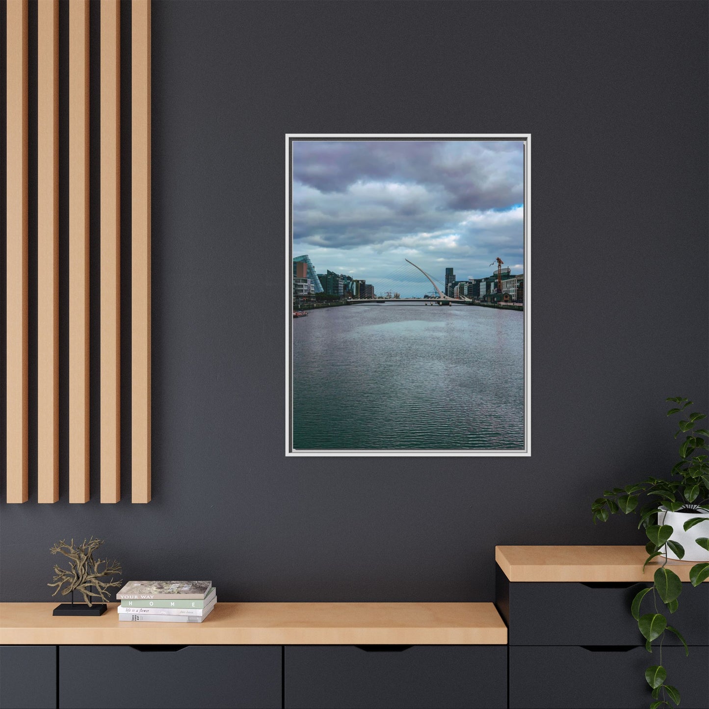 Samuel Beckett Bridge Matte Canvas, Framed (Multi-color)