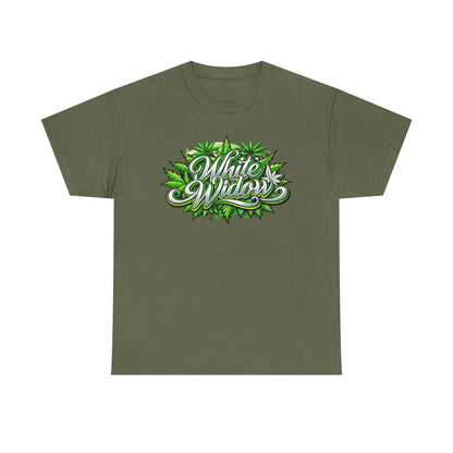 White Widow Graphic Tee — Cannabis Leaf Logo T-Shirt